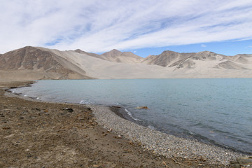 Landscape around Muztagh Ata and Karakuli Lake, Pamir Mountains, Kasgar, Xinjiang, China