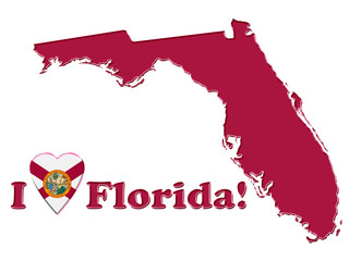 I love Florida sign on a white background