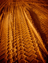 Tire tracks on the sand