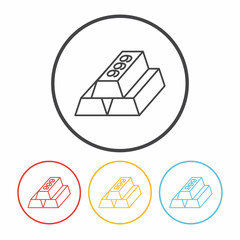 Gold bullion line icon