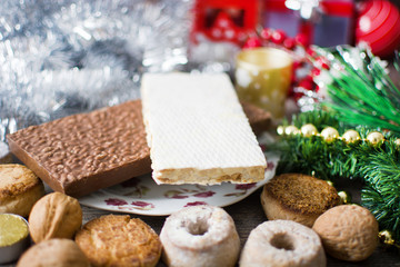 Obraz na płótnie Canvas Nougat and other Christmas sweets