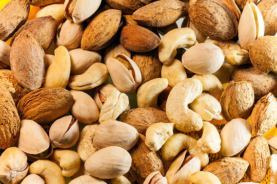 Natural background made from different kinds of nuts