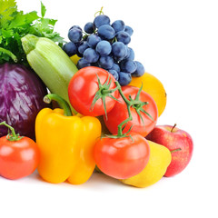 fruits and vegetables isolated on white background