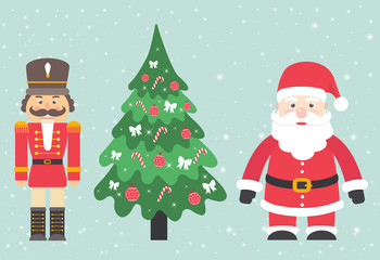 santa claus and nutcracker and fir-tree