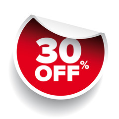 red vector 30% discount price sign