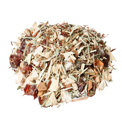 Yoga tea isolated on white.