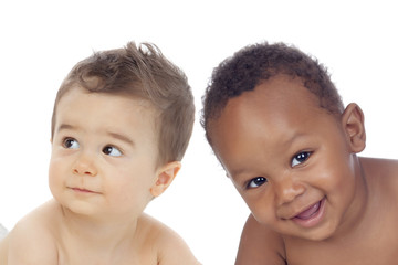 Two beautiful children looking at camera