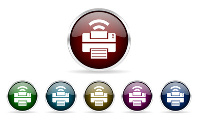 printer vector icons set