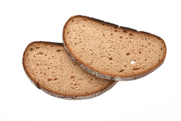 Graubrotscheiben auf weißen Hintergrund freigestellt