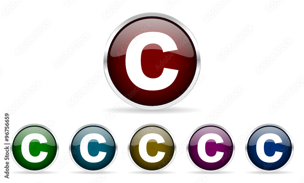 Poster copyright vector icon set