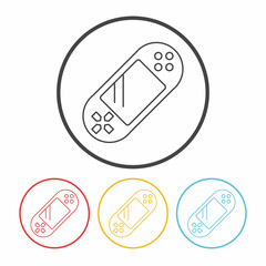 Handheld game consoles line icon