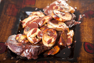 Beef steak with mushrooms