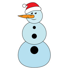 Vector Cartoon Snowman isolated on white background