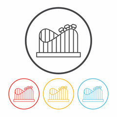 amusement park roller coaster line icon