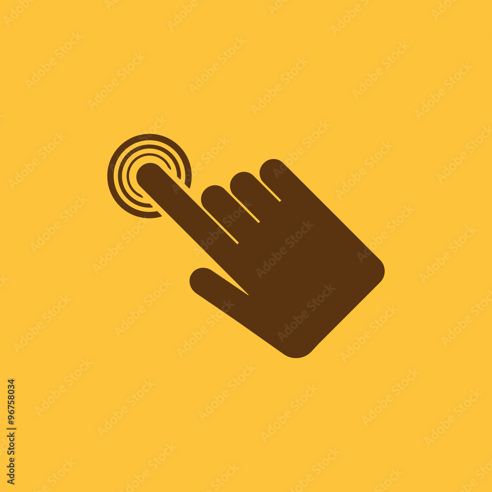 Poster the hand click icon. cursor symbol. flat