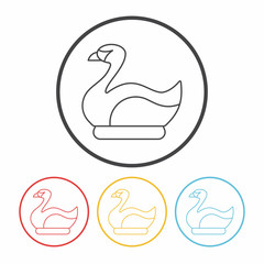 amusement park swan boats line icon
