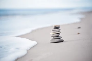 Foto op Canvas Yoga - wellness - stenen op het Noordzeestrand © pokroppa