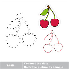 Sweet cherry to be traced. Vector numbers game. 