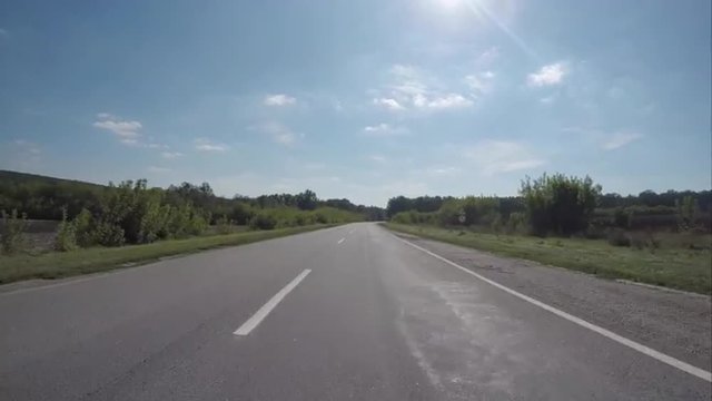 Driving on the highway near the forest