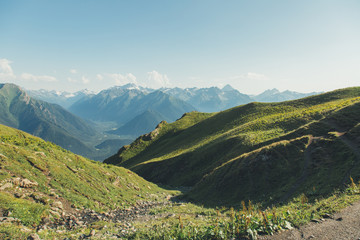 Obraz premium Backpacking in the mountains in the Caucasus Arkhyz in Russia