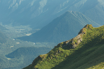 Backpacking in the mountains in the Caucasus Arkhyz in Russia