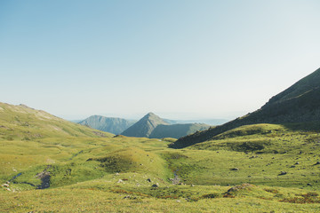Backpacking in the mountains in the Caucasus Arkhyz in Russia