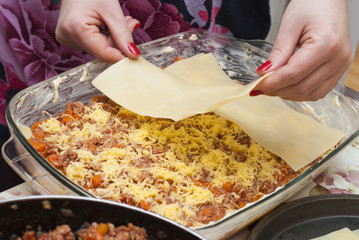 process of cooking lasagna