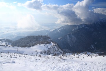 Winter's day in Ski resort Krvavec in Slovenia