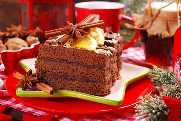 Fototapeta na wymiar homemade gingerbread cake for christmas