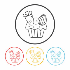 easter cupcake line icon