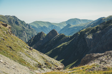 Backpacking in the mountains in the Caucasus Arkhyz in Russia