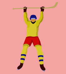 Hockey Player with a hockey stick and skates