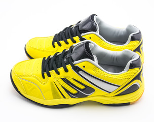 yellow sport shoes