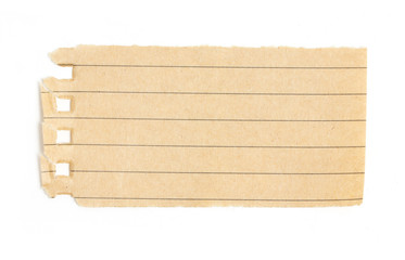 Recycling lined paper scrap isolated on white.