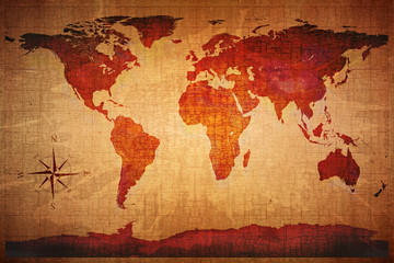World Map Grunge Styled