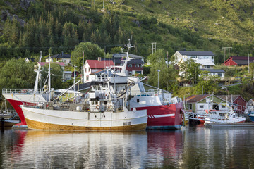 Fishing boats in small harbor, Norway