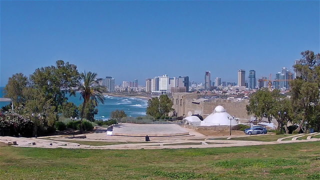 Tel-Aviv seashore as seen from old Jaffa/Tel-Aviv-Jaffa, Israel