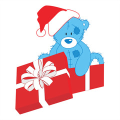 Christmas teddy bear in gift