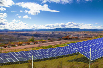 Coal mine with solar energy panels