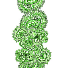 Eastern indian design with paisley. Green spring banner frame.