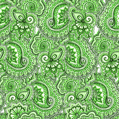 Decorative ornate repeating pattern. Ornamental floral background with paisley