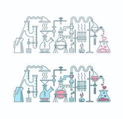 Production of love elixir in laboratory illustration.