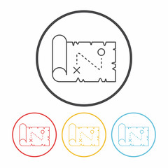 Obraz premium treasure map line icon