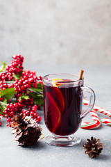 Mulled red wine with spices, orange slices
