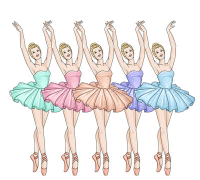 Group of ballerinas wearing a costume 
