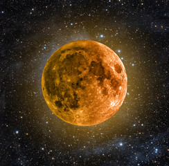 Fototapeta premium Moon and stars on a starry background. 