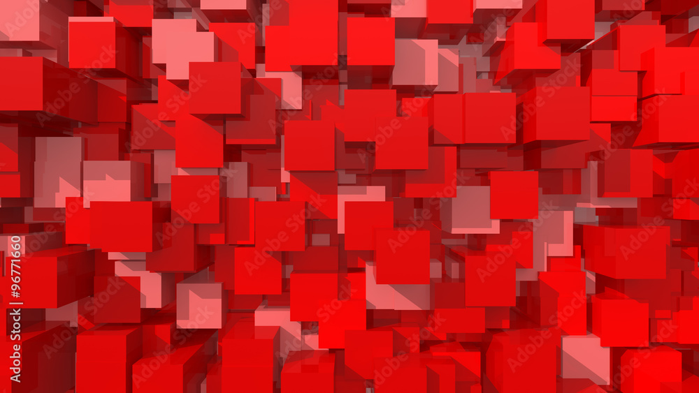 Poster 3d red area background cube abstract pattern