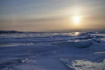 Sunset on the Baikal lake