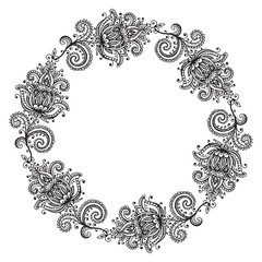 Vector frame with henna floral elements