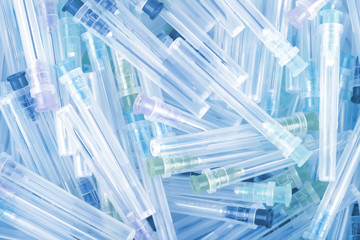 Medical needles in pile